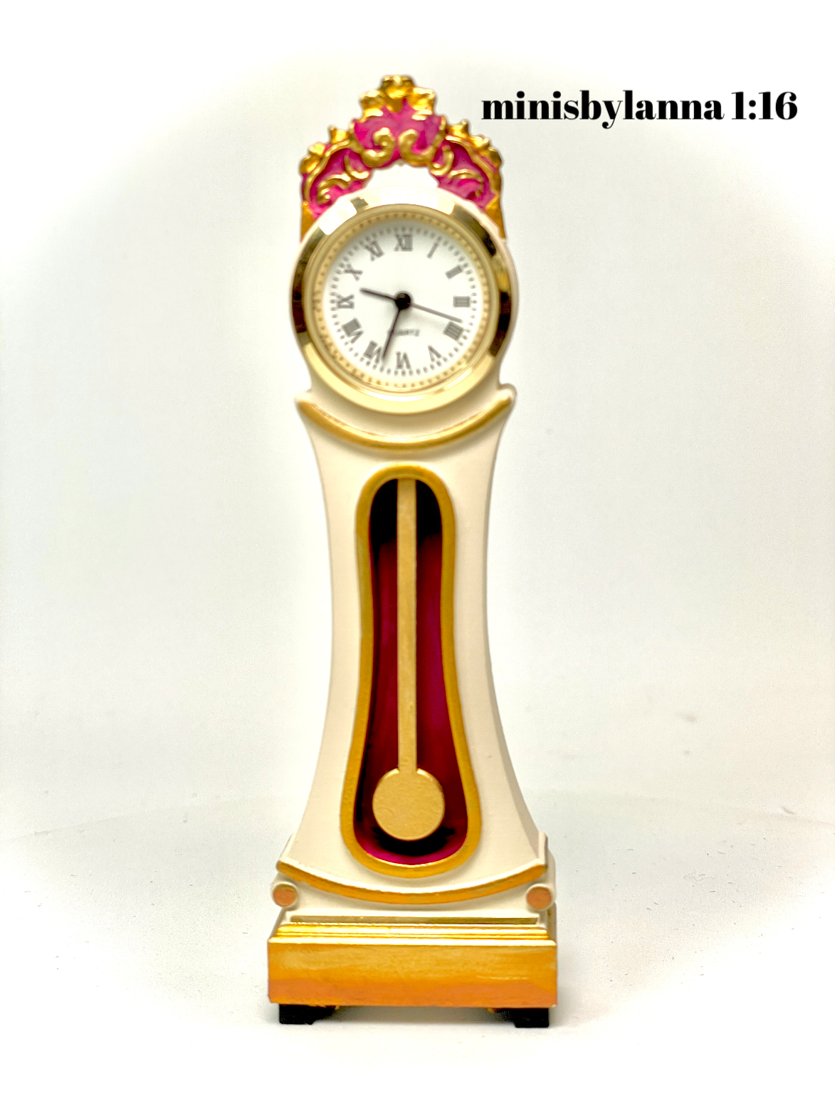 1:16 Dollhouse Swedish Mora longcase working clock various colors - Lundby scale