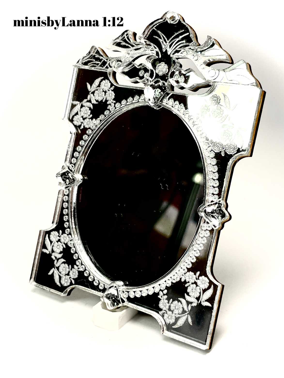 1:12 Dollhouse miniature mirror Venetian Blasone clear wall