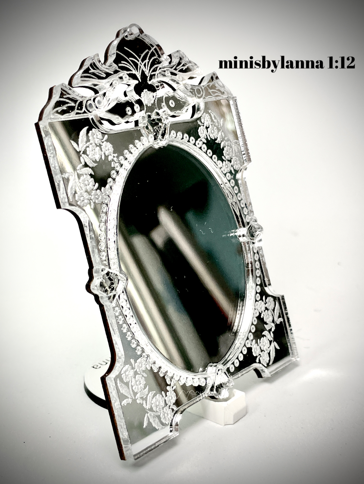 1:12 Dollhouse miniature mirror Venetian Blasone clear wall