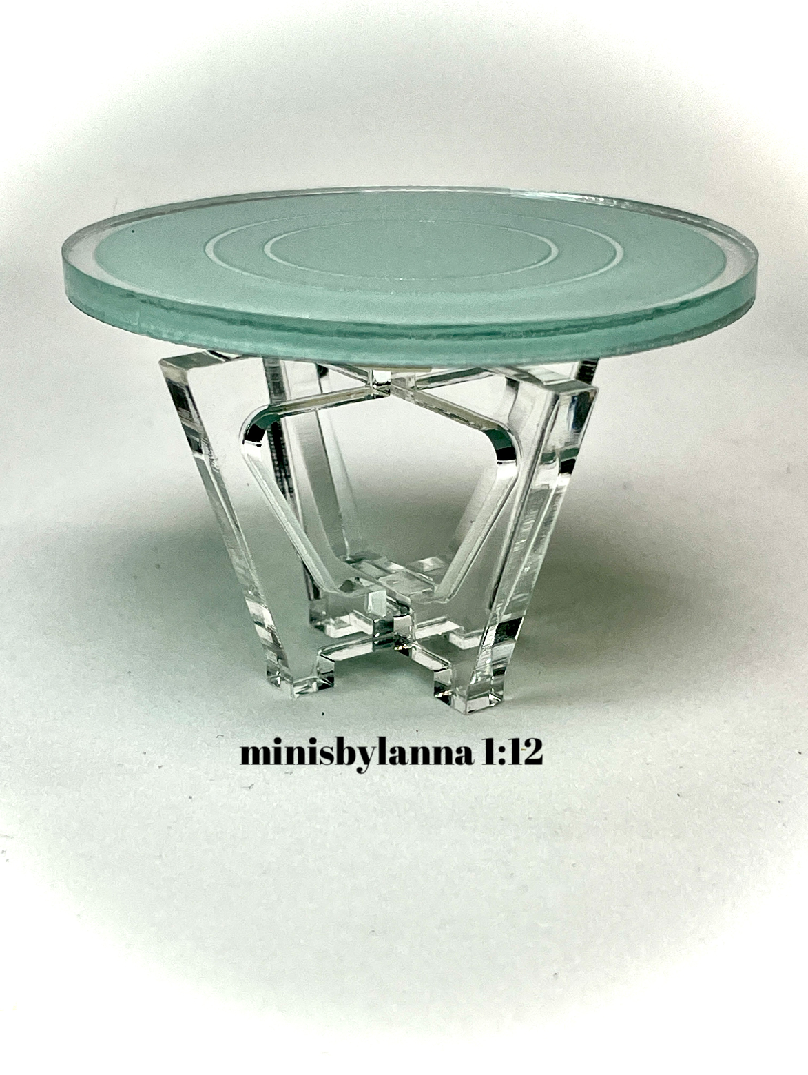 1:12 Dollhouse modern clear side table top mirrored green