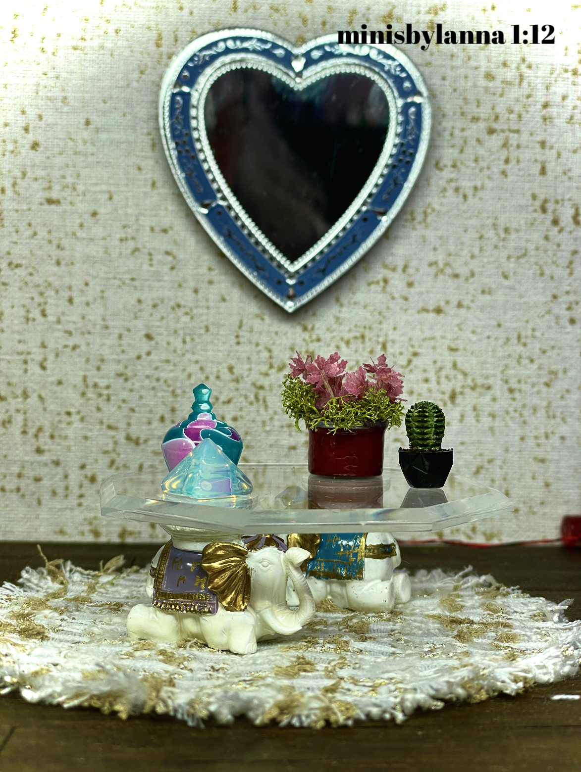 1:12 Dollhouse miniature mirror Venetian classic heart wall various colors