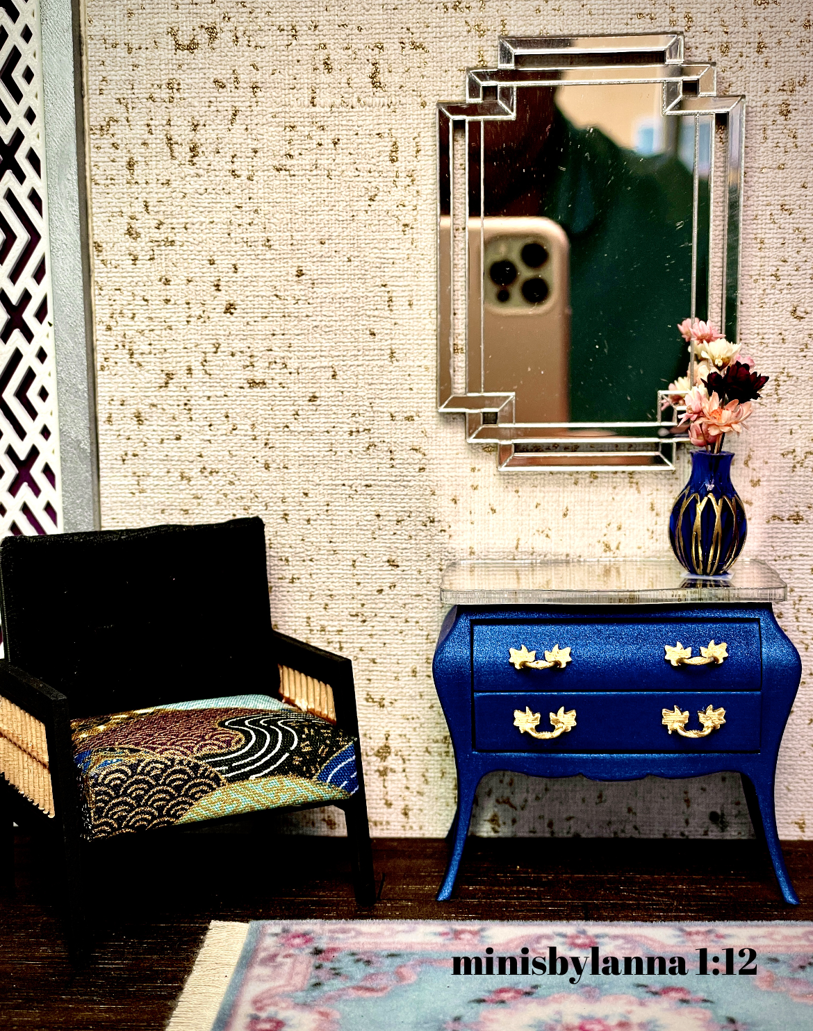 1:12 Dollhouse miniature modern wall mirror Melli collection