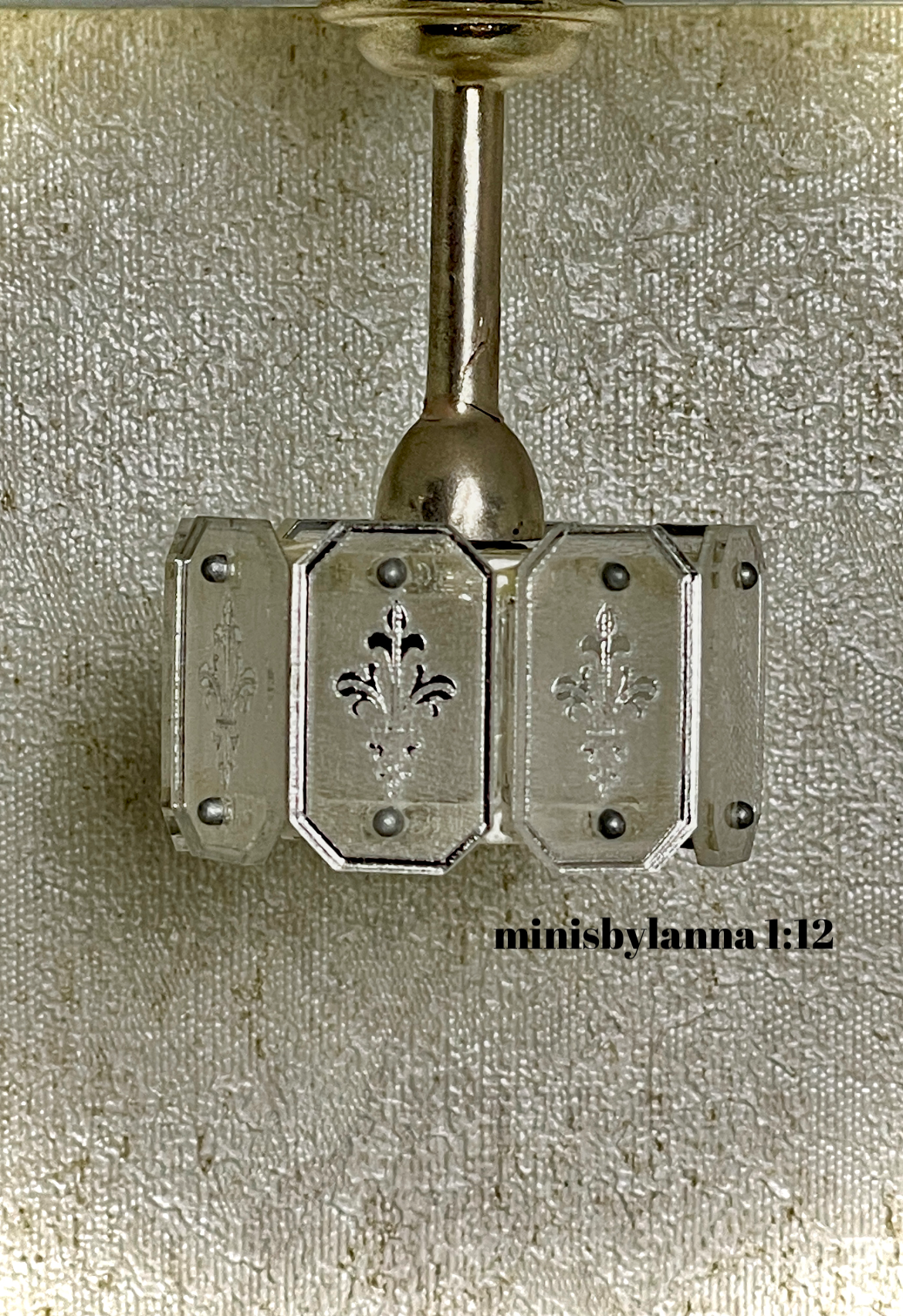 1:12 Dollhouse chandelier mid century crystal mirror panels working LED