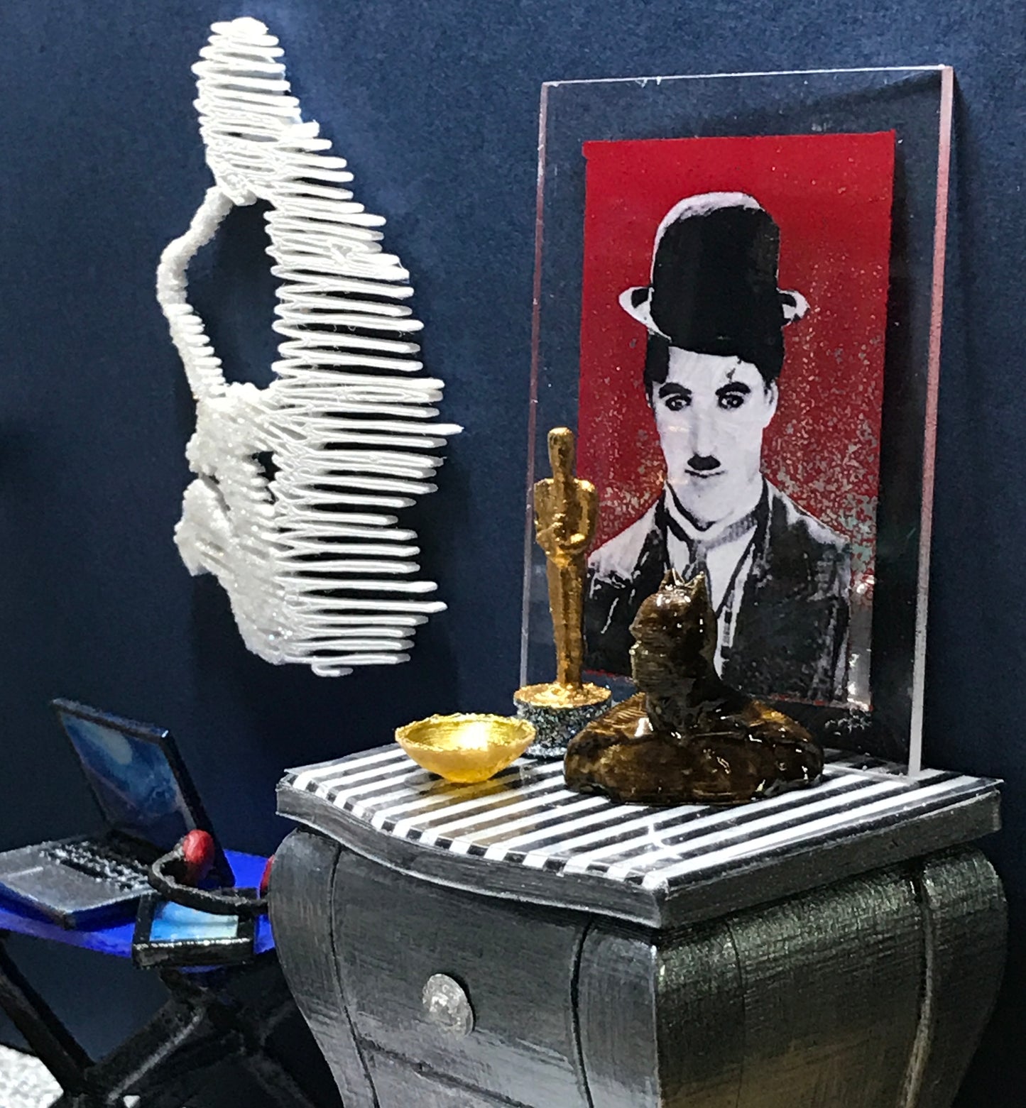1:12 Dollhouse miniature Chaplin mirrored picture