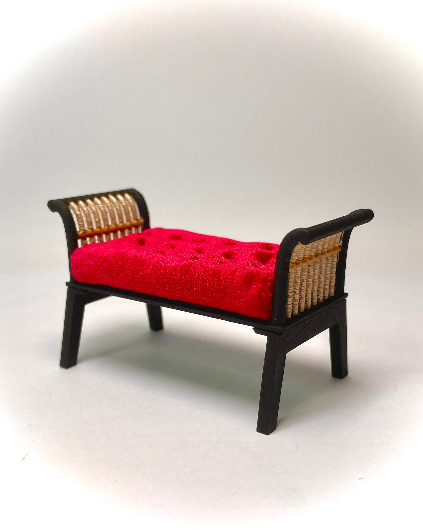 1:12 Dollhouse wooden Art Deco rattan red velvet furniture