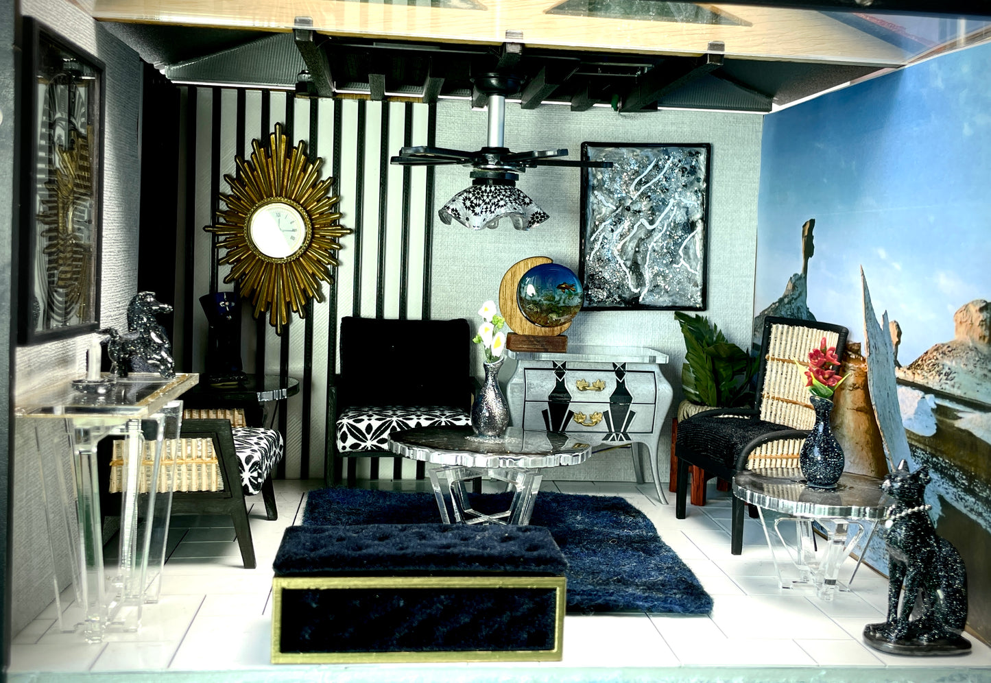 1:12 Dollhouse roombox diorama Egyptian room - Decorated and Remote Controlled or Fully Furnished