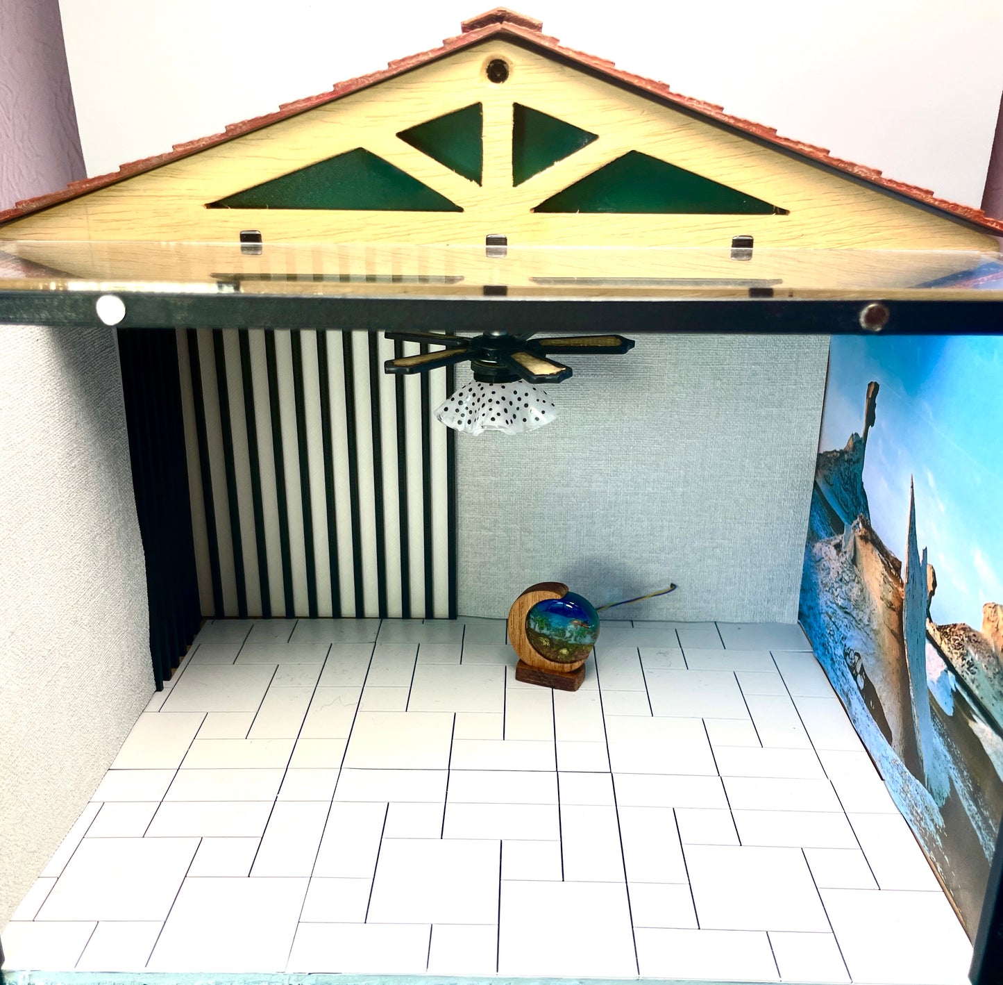 1:12 Dollhouse roombox diorama Egyptian room - Decorated and Remote Controlled or Fully Furnished