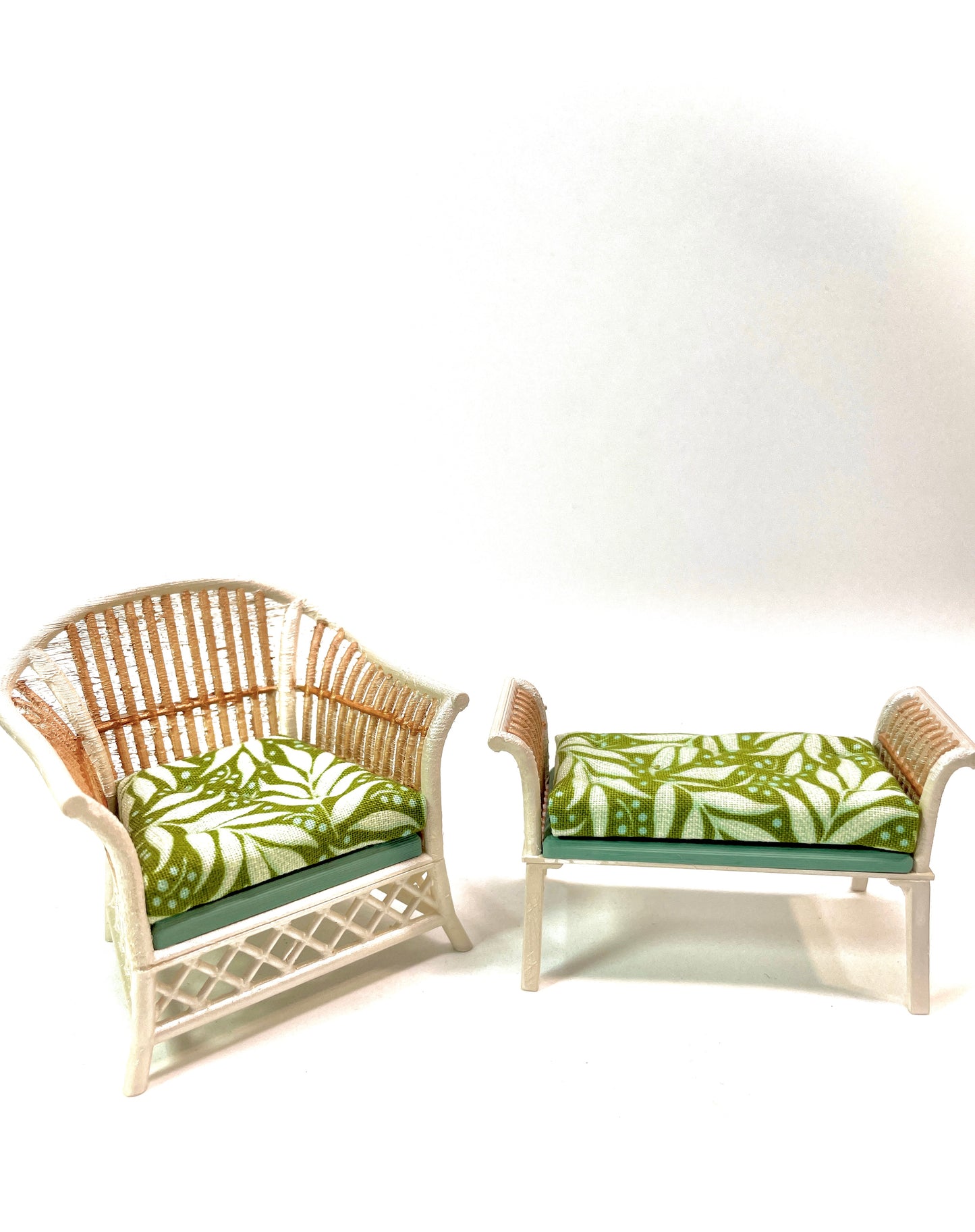 1:12 Dollhouse cane rattan pearl tropical green furniture