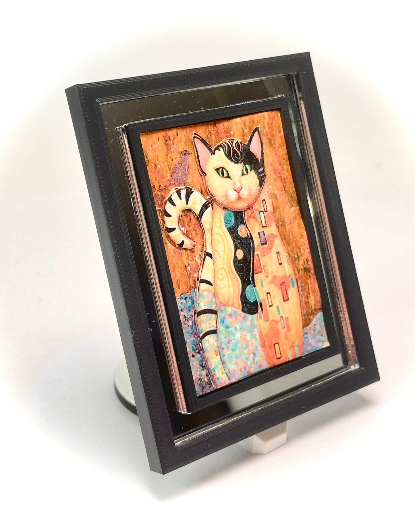 1:12 Dollhouse miniature 3D-layered French-art cat picture