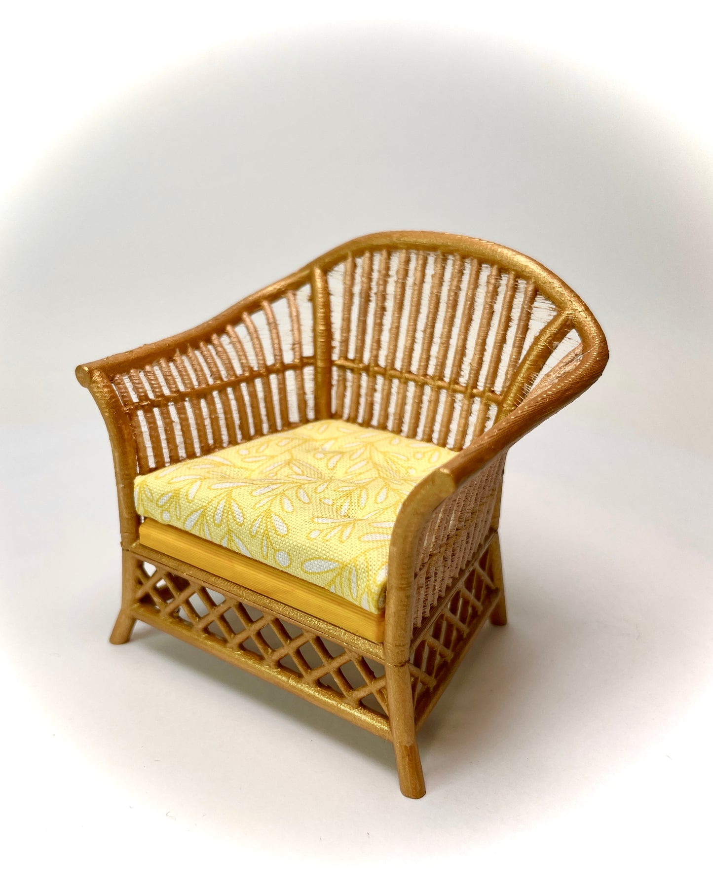 1:12 Dollhouse cane rattan yellow leaves furniture