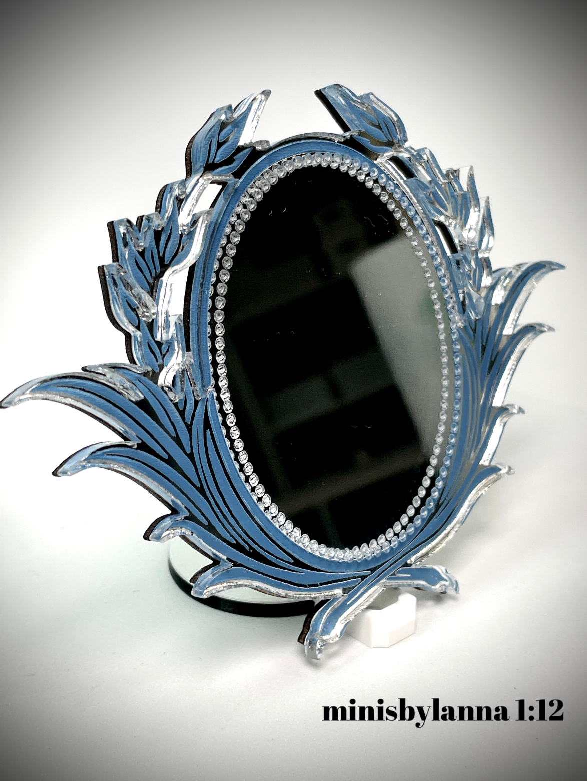 1:12 Dollhouse miniature swan engraved wall mirror various colors