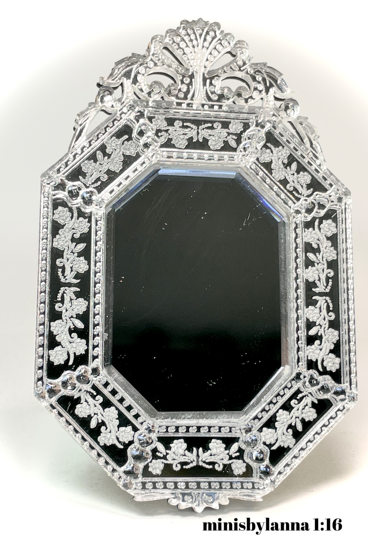 1:16 Dollhouse miniature Venetian classic large bevelled wall mirror various colors - Lundby scale