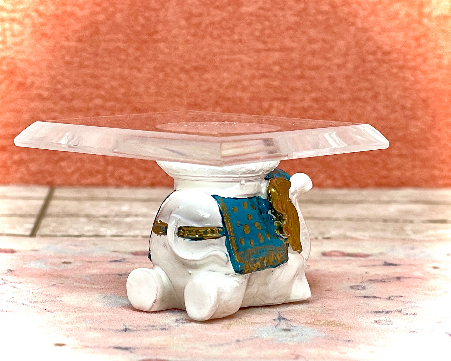 1:12 Dollhouse miniature elephant sitting side table like porcelain glass effect top