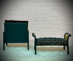 1:12 Dollhouse Art Deco rattan armchair and Stool golden leaves