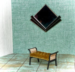 1:12 Dollhouse Art Deco rattan long stool velvet gold