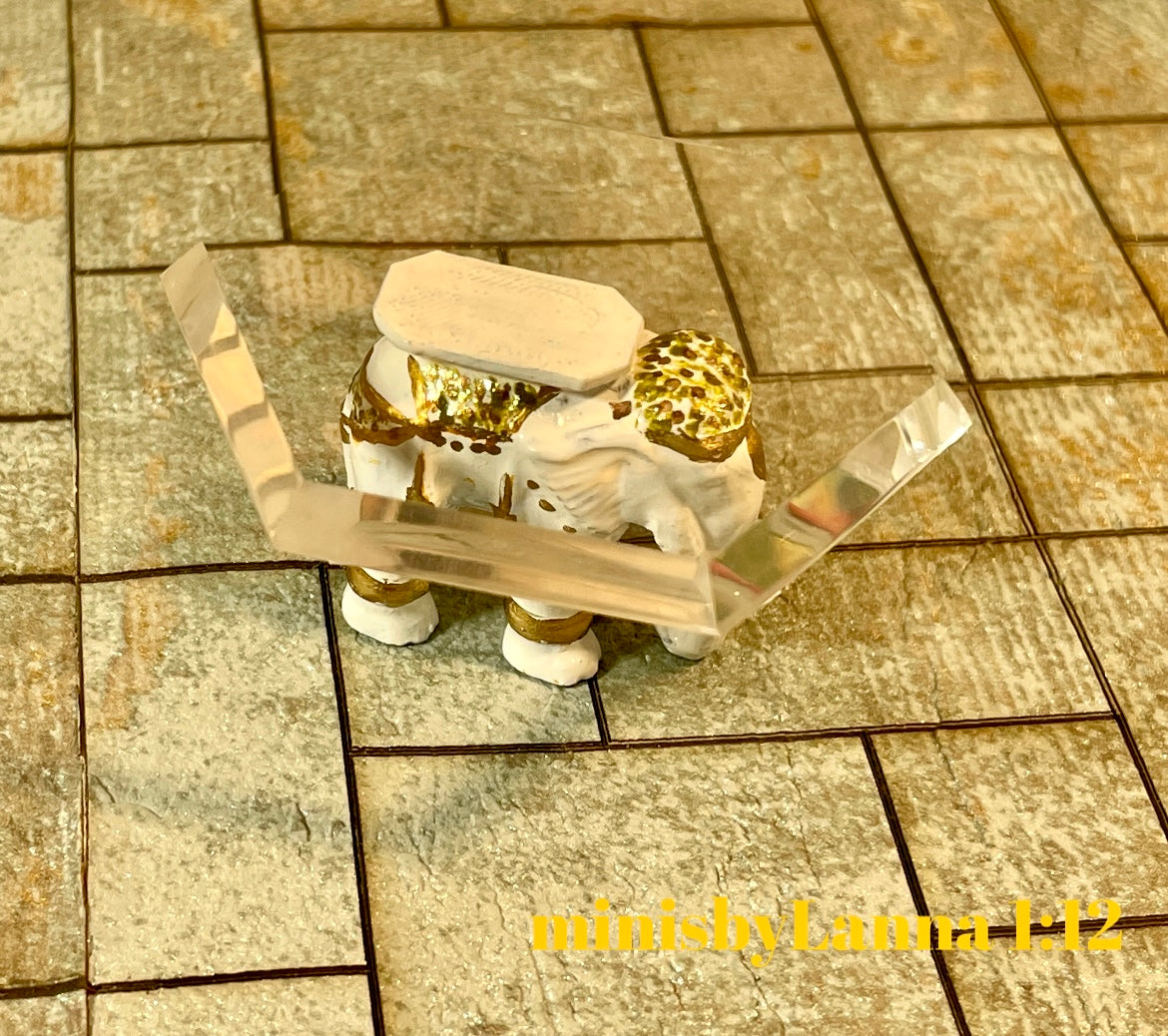 1:12 Dollhouse miniature elephant side table like porcelain glass effect top