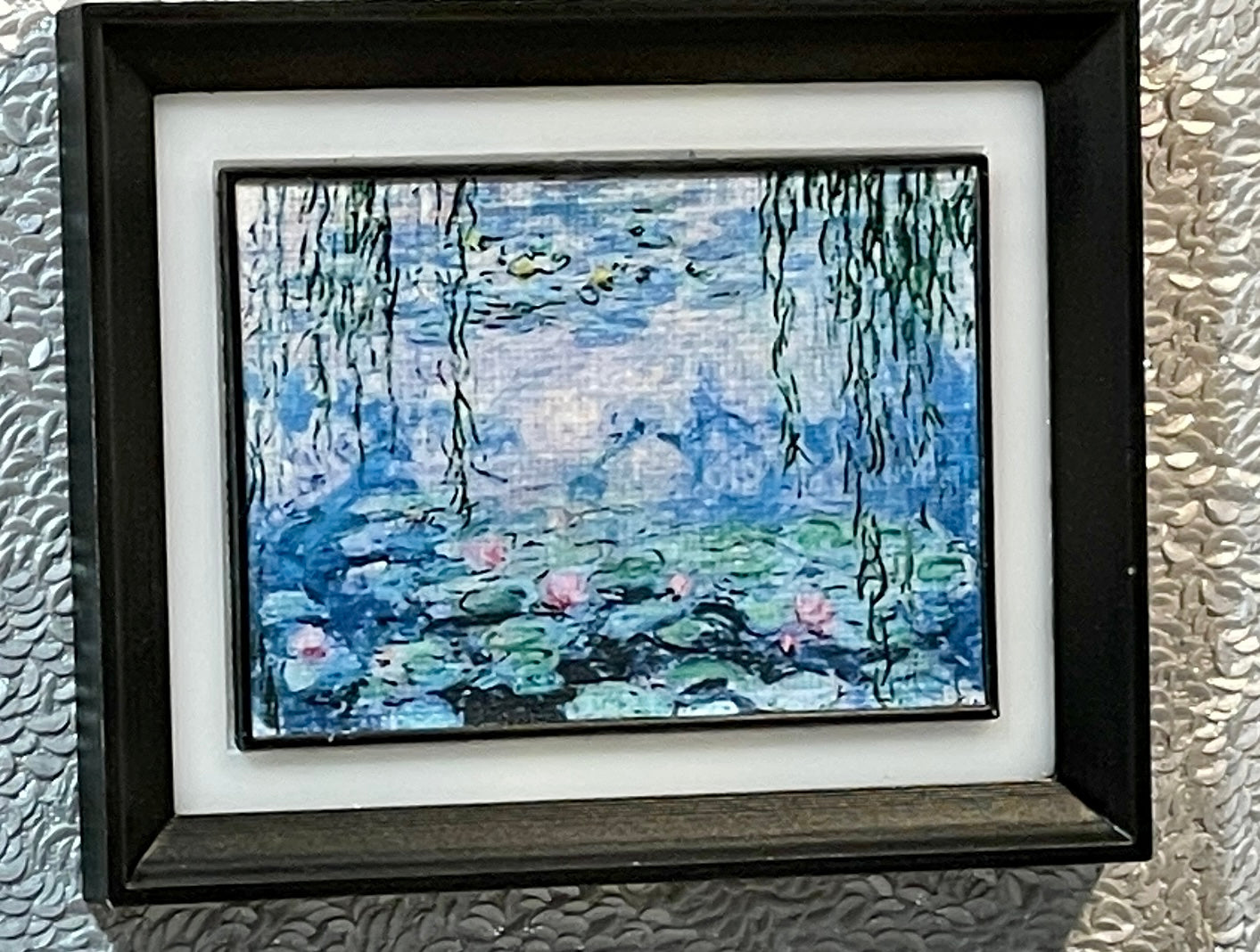 1:12 Dollhouse miniature picture canvas on a black & white passe-partout frame