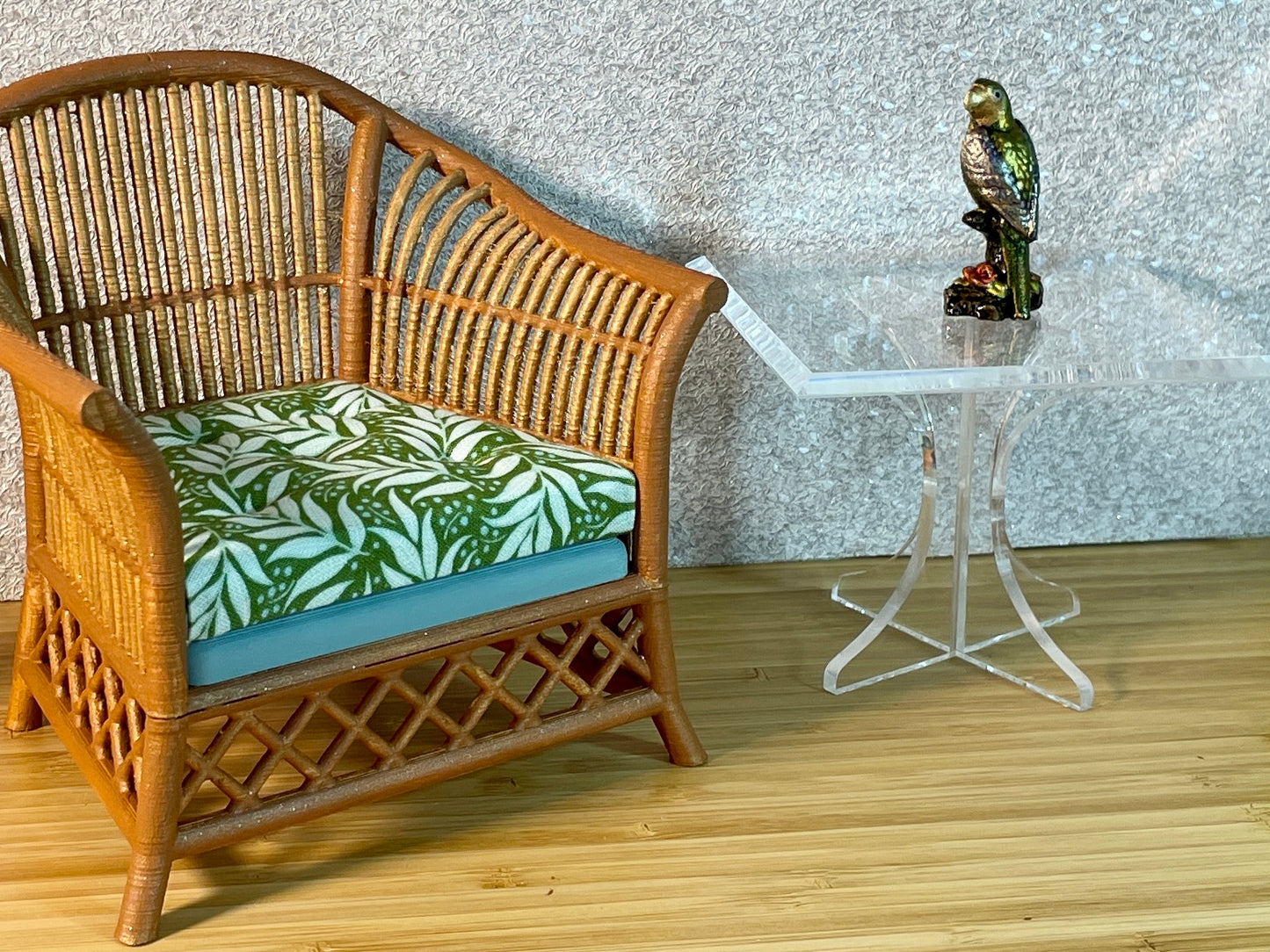 1:6 Dollhouse miniature modern beveled glass effect side table