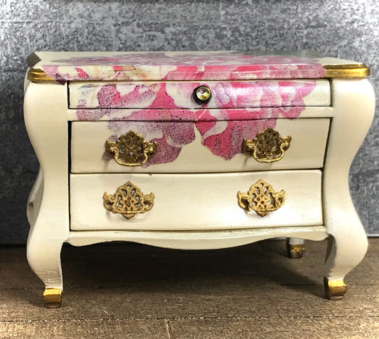 1:12 Dollhouse miniature unique chest of drawers with decoupage - various colors