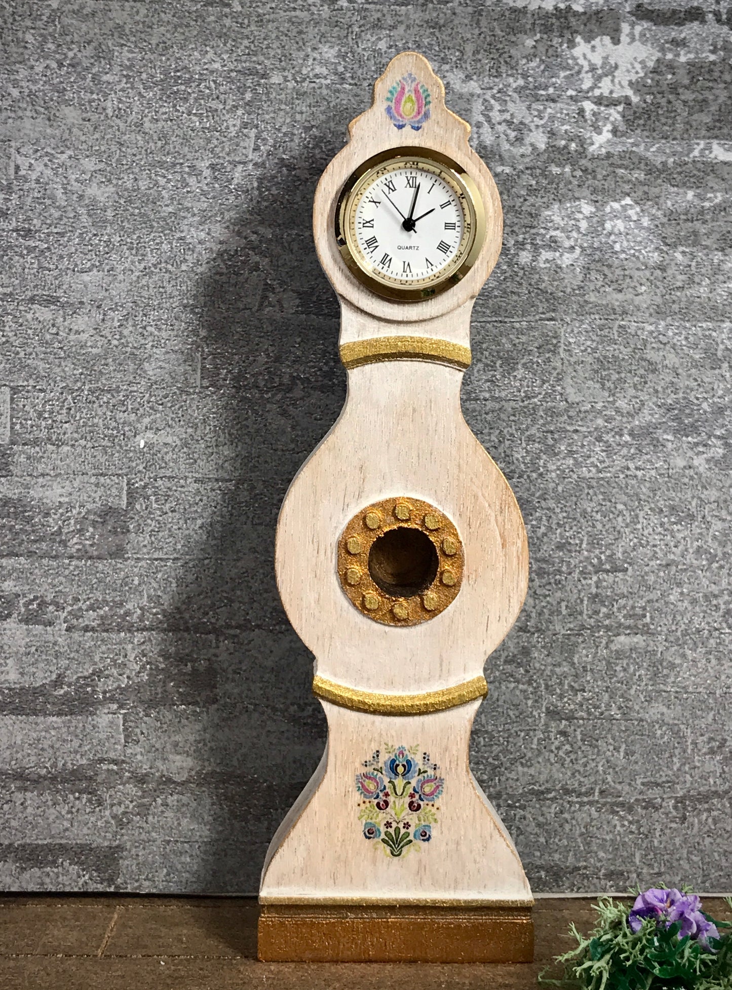 1:12 Dollhouse miniature wooden Swedish Mora longcase working clock