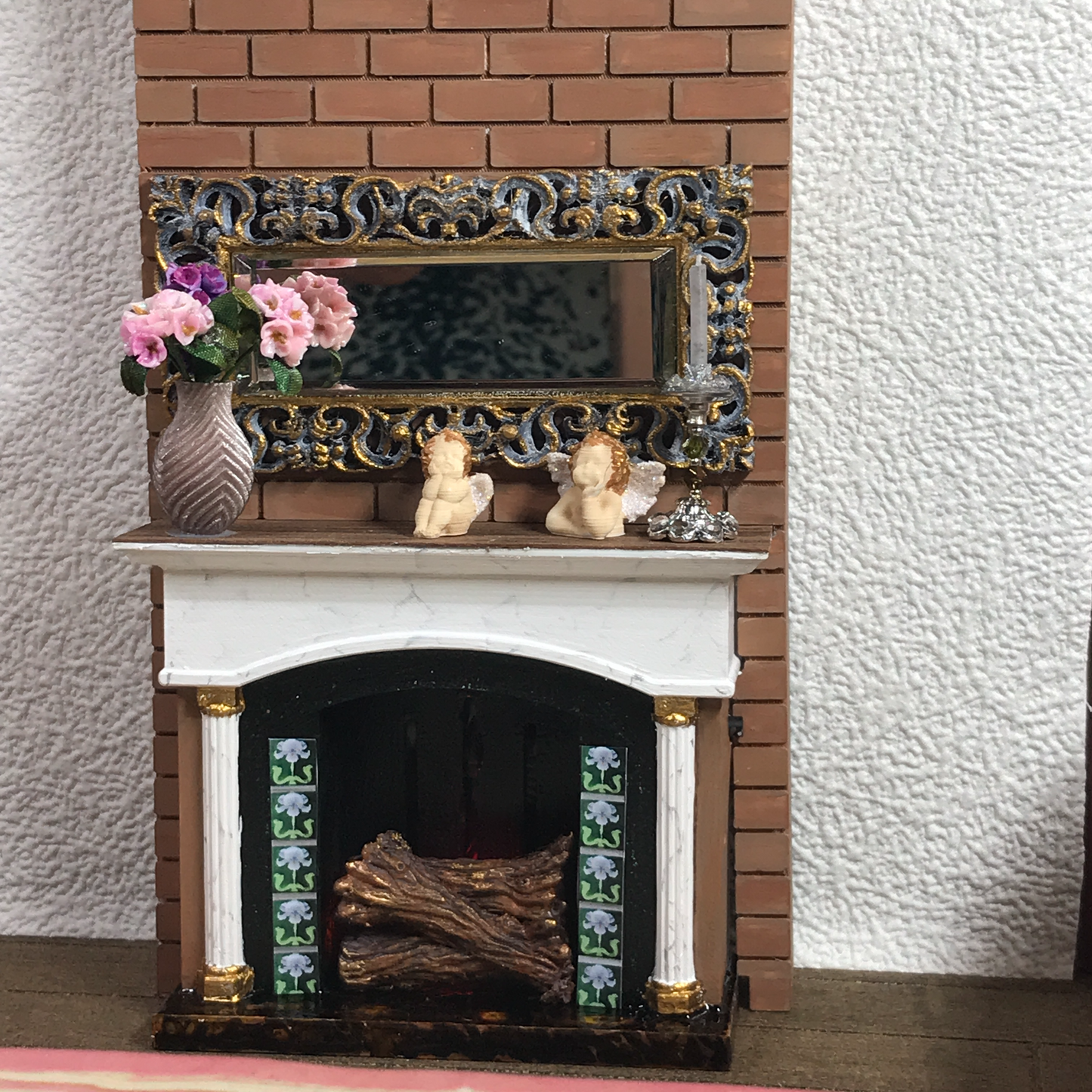 1:12 Dollhouse miniature beveled wall mirror on a classic frame