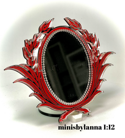 1:12 Dollhouse miniature swan engraved wall mirror various colors
