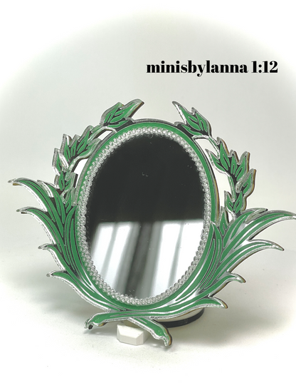 1:12 Dollhouse miniature swan engraved wall mirror various colors