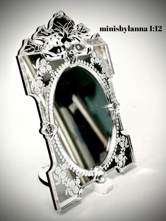 1:12 Dollhouse miniature mirror Venetian Blasone clear wall