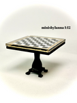 1:12 Dollhouse miniature mirrored chess table