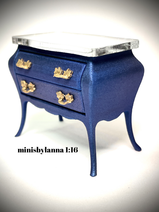 1:16 Dollhouse miniature Art Deco blue chest of drawers - Lundby Scale