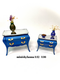 1:16 Dollhouse miniature Art Deco blue chest of drawers