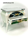 1:12 Dollhouse miniature Art Deco cream/pearl chest of drawers MELLI decoupage