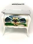 1:12 Dollhouse miniature Art Deco cream/pearl chest of drawers MELLI decoupage