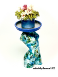 1:12 Dollhouse miniature callas flowers pot on woman's sculpture - Floral Blue