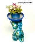 1:12 Dollhouse miniature callas flowers pot on woman's sculpture - Floral Blue