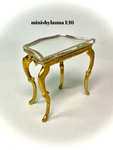 1:16 Dollhouse miniature Victorian console table decorated golden top mirror - Lundby scale