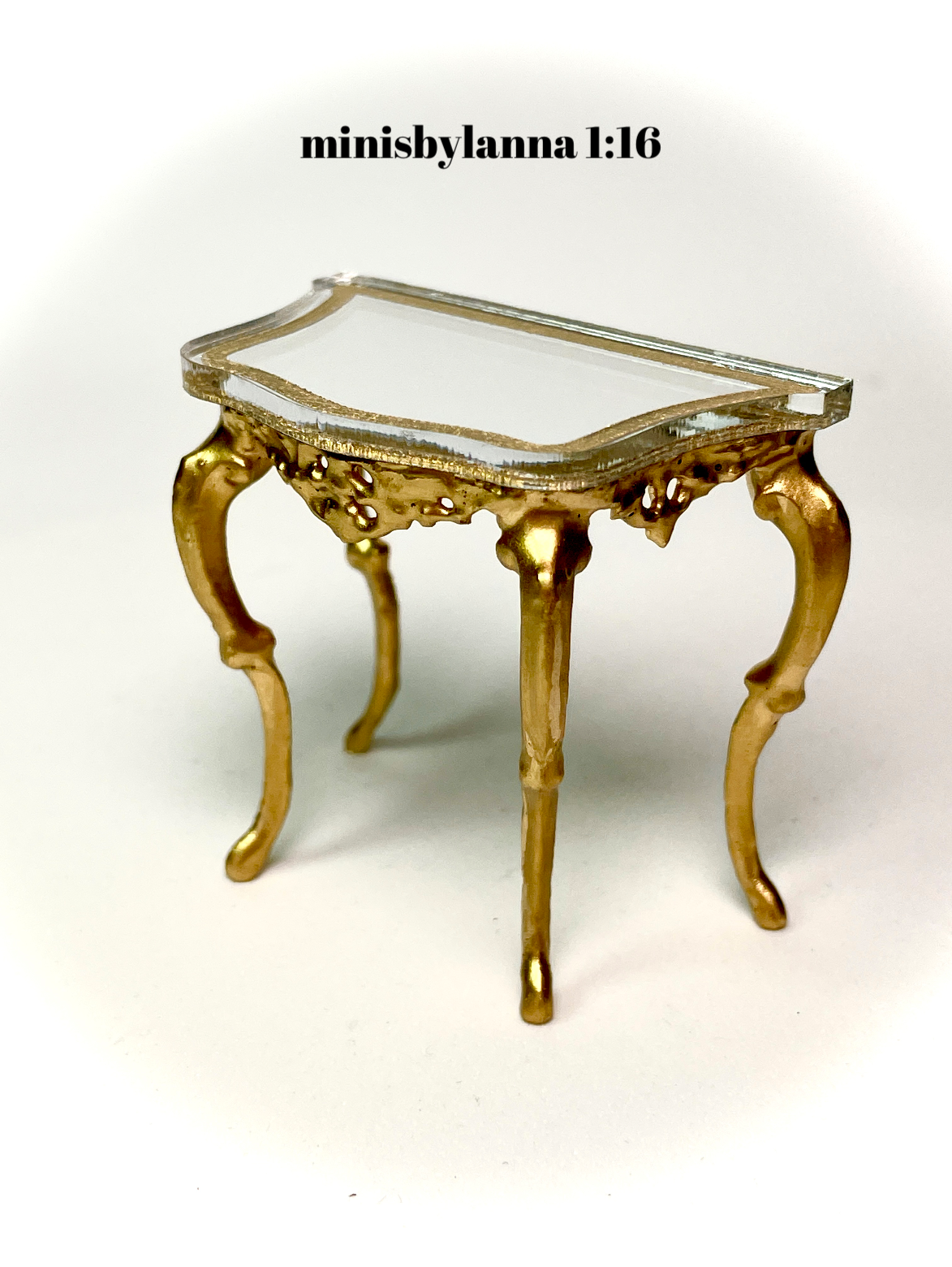 1:16 Dollhouse miniature Victorian console table with top mirror - Lundby scale