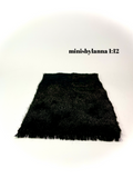 1:12 Dollhouse miniature fringed floor carpet rug black fabric
