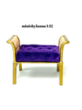 1:12 Dollhouse Art Deco rattan stool golden velvet purple