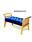1:12 Dollhouse rattan stool golden blue