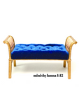 1:12 Dollhouse rattan stool golden blue