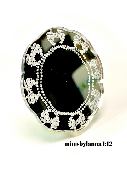 1:12 Dollhouse miniature mirror petaled flowers clear wall