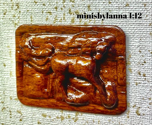 1:12 Dollhouse miniature Arabian horse carved in wood art sculpture