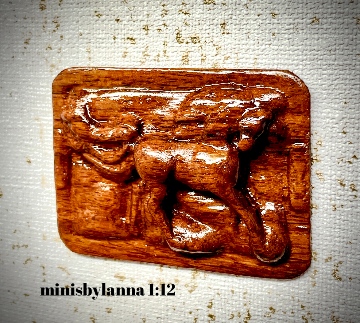 1:12 Dollhouse miniature Arabian horse carved in wood art sculpture