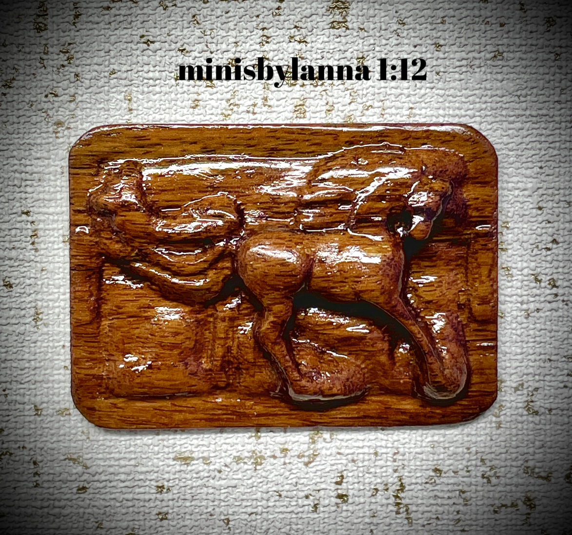 1:12 Dollhouse miniature Arabian horse carved in wood art sculpture
