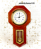 1:12 Dollhouse miniature wooden mahogany American regulator wall working clock