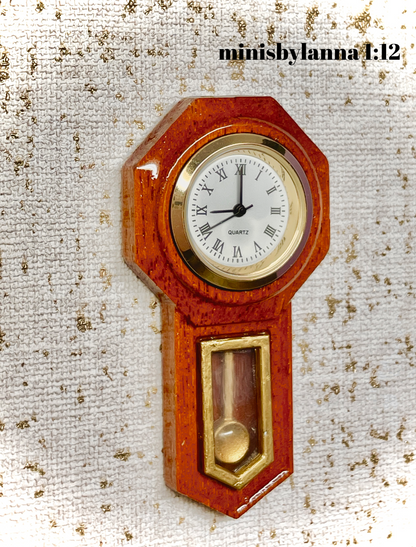 1:12 Dollhouse miniature wooden American regulator wall working clock - various colors
