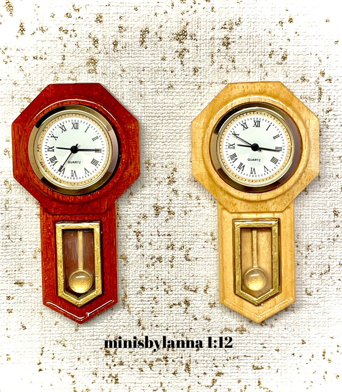 1:12 Dollhouse miniature wooden American regulator wall working clock - various colors