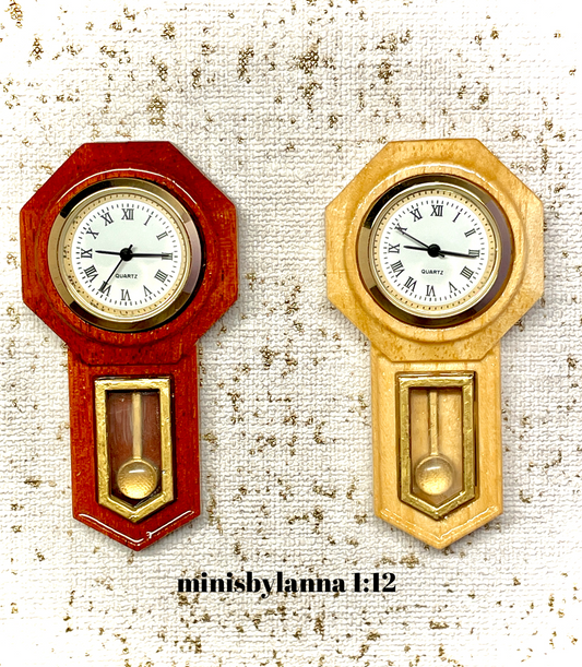 1:12 Dollhouse miniature wooden American regulator wall working clock - various colors