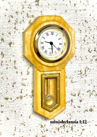 1:12 Dollhouse miniature wooden pine American regulator wall working clock